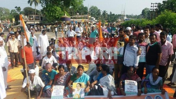 National Highway blockade by Congress paralyzed Sabroom-Agartala  route   